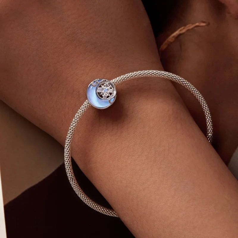 (bilde for) Pandora Style Moon Starburst Charm - BSC927 - Vis 7