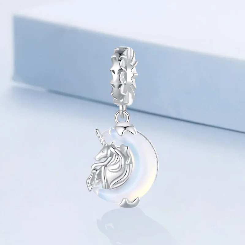 (bilde for) Pandora Style Moon Unicorn Dangle - BSC926 - Vis 2