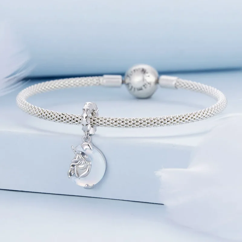 (bilde for) Pandora Style Moon Unicorn Dangle - BSC926 - Vis 3