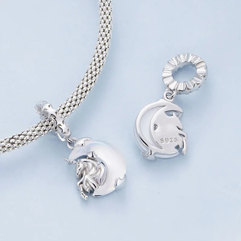 (bilde for) Pandora Style Moon Unicorn Dangle - BSC926 - Vis 4