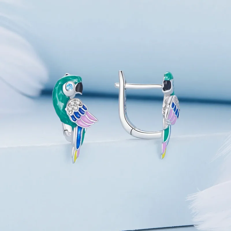 (bilde for) Pandora Style Parrot Hoop øredobber - BSE829 - Vis 2