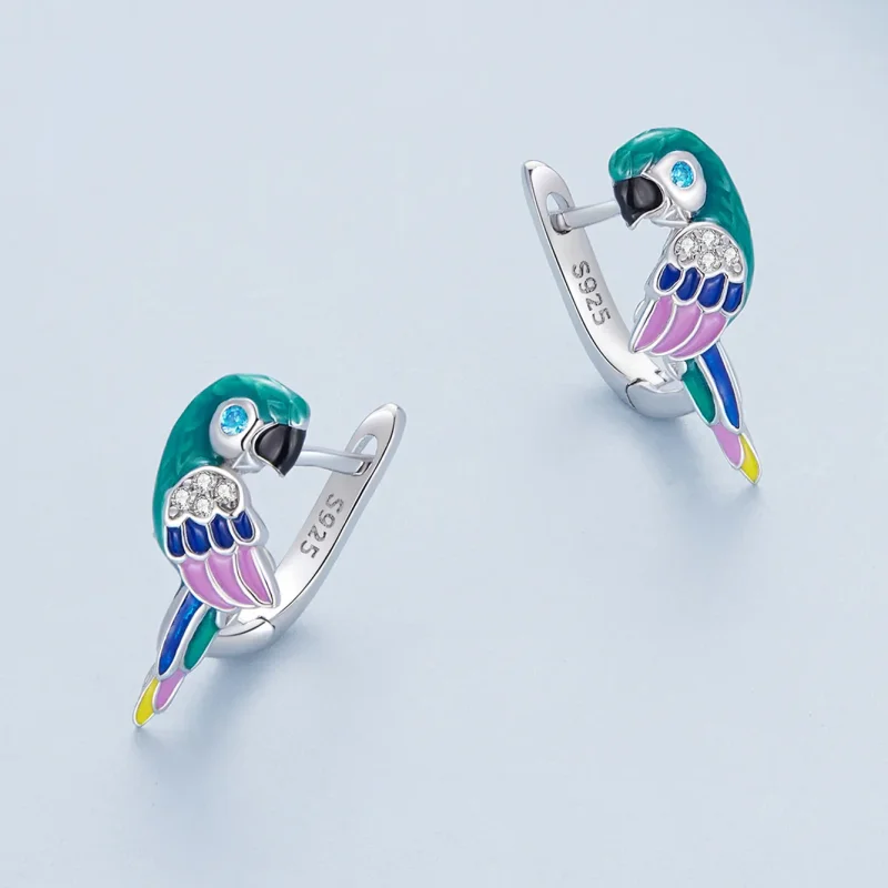 (bilde for) Pandora Style Parrot Hoop øredobber - BSE829 - Vis 3