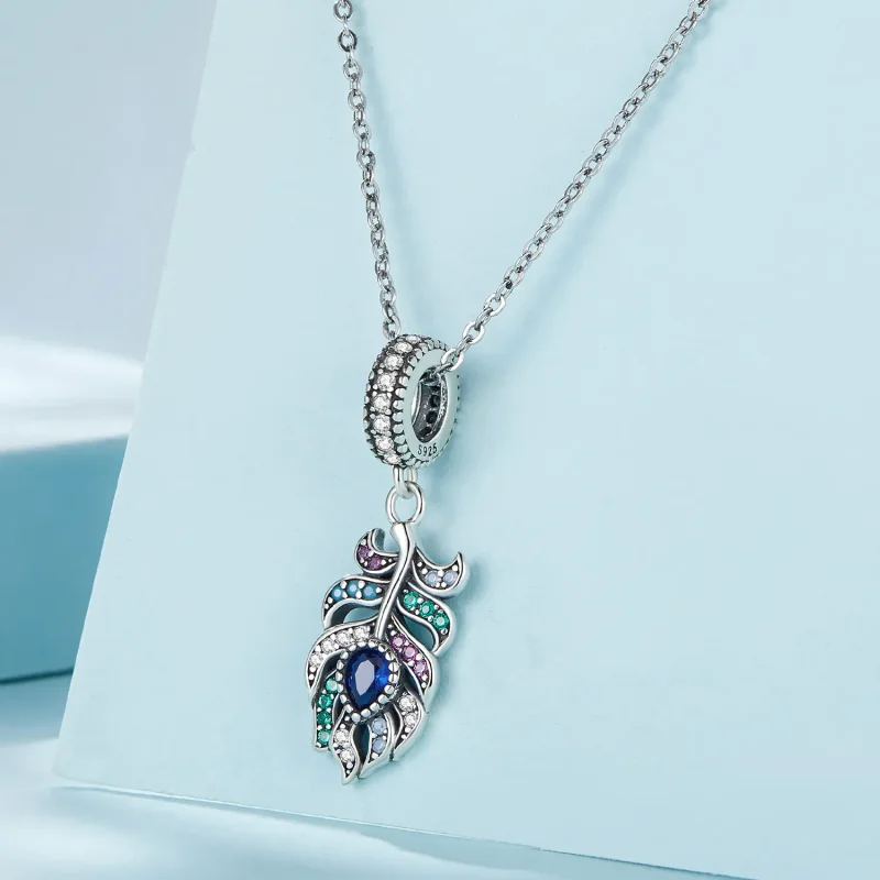 (bilde for) Pandora Style Peacock Feather Dingle - SCC2590 - Vis 3