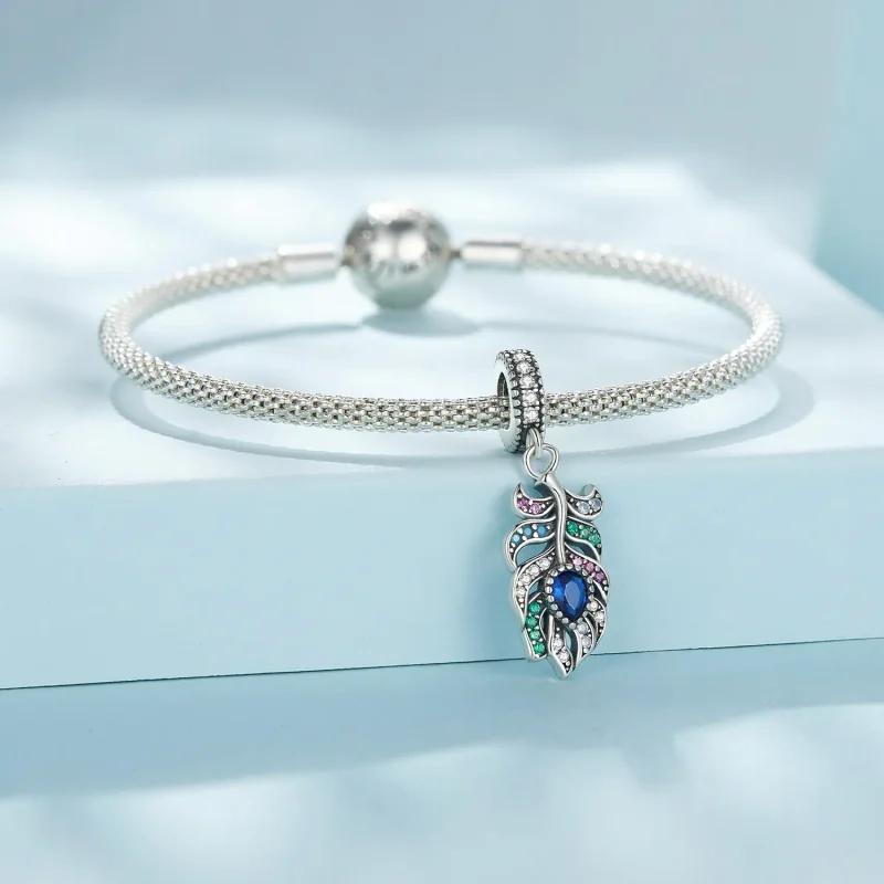 (bilde for) Pandora Style Peacock Feather Dingle - SCC2590 - Vis 4