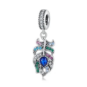 (bilde for) Pandora Style Peacock Feather Dingle - SCC2590