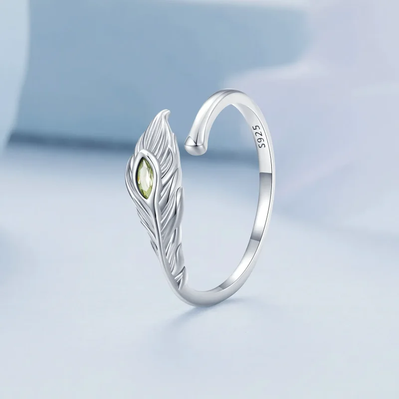 (bilde for) Pandora Style Peacock Feathers Open Ring - BSR424 - Vis 2