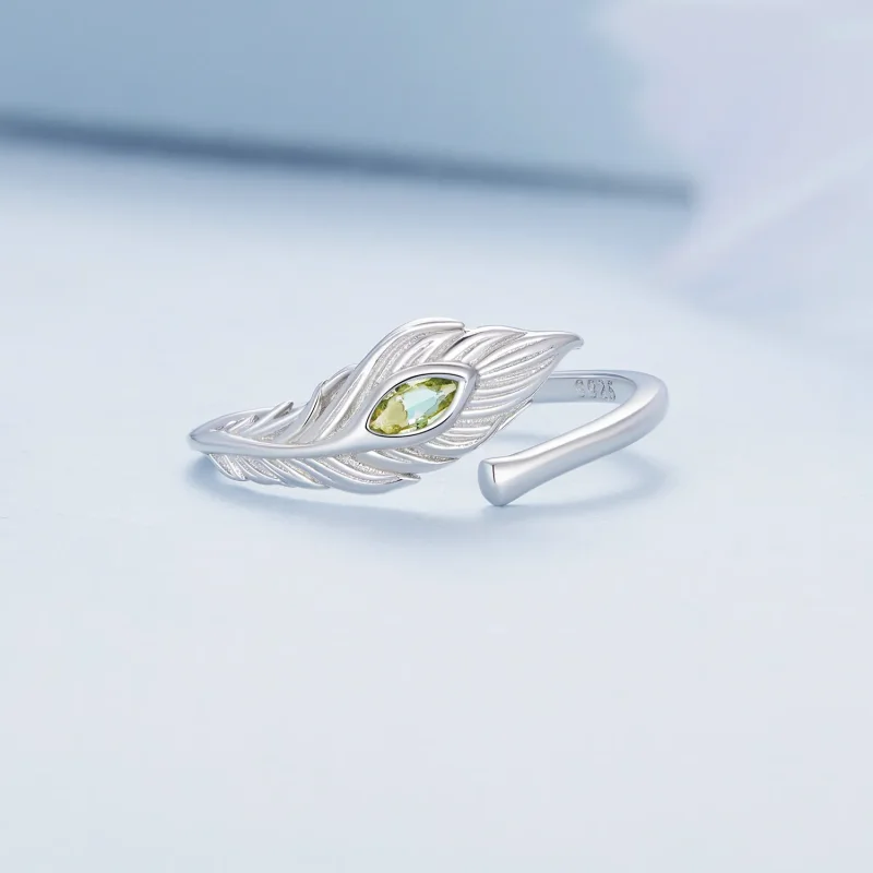 (bilde for) Pandora Style Peacock Feathers Open Ring - BSR424 - Vis 3