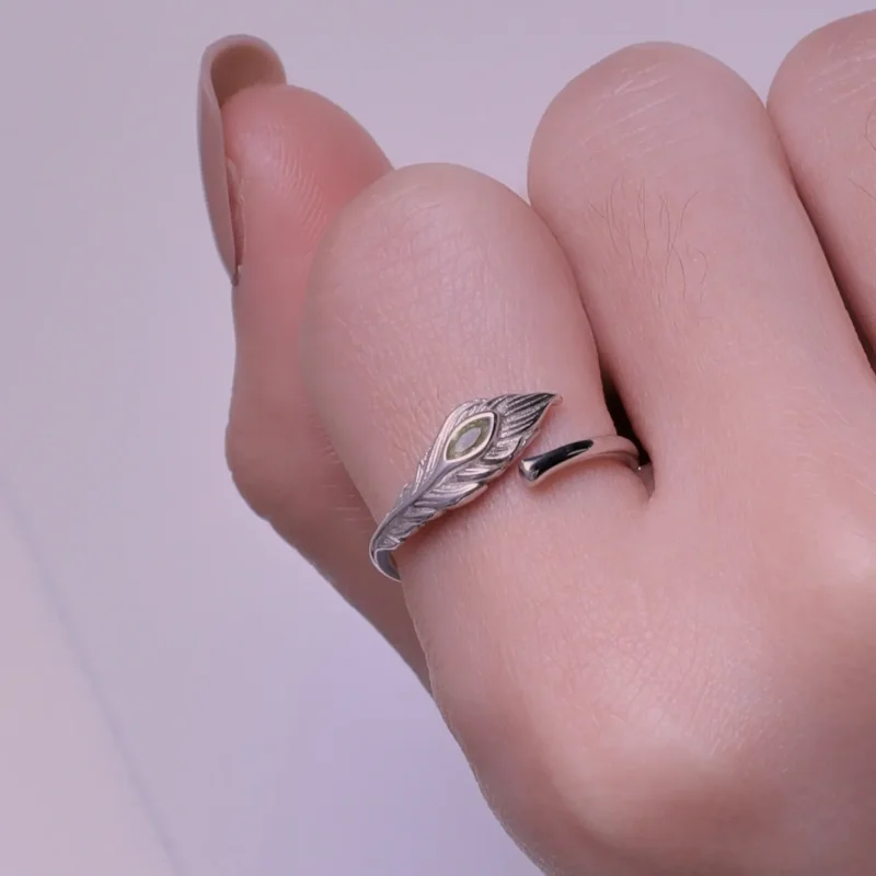 (bilde for) Pandora Style Peacock Feathers Open Ring - BSR424 - Vis 6
