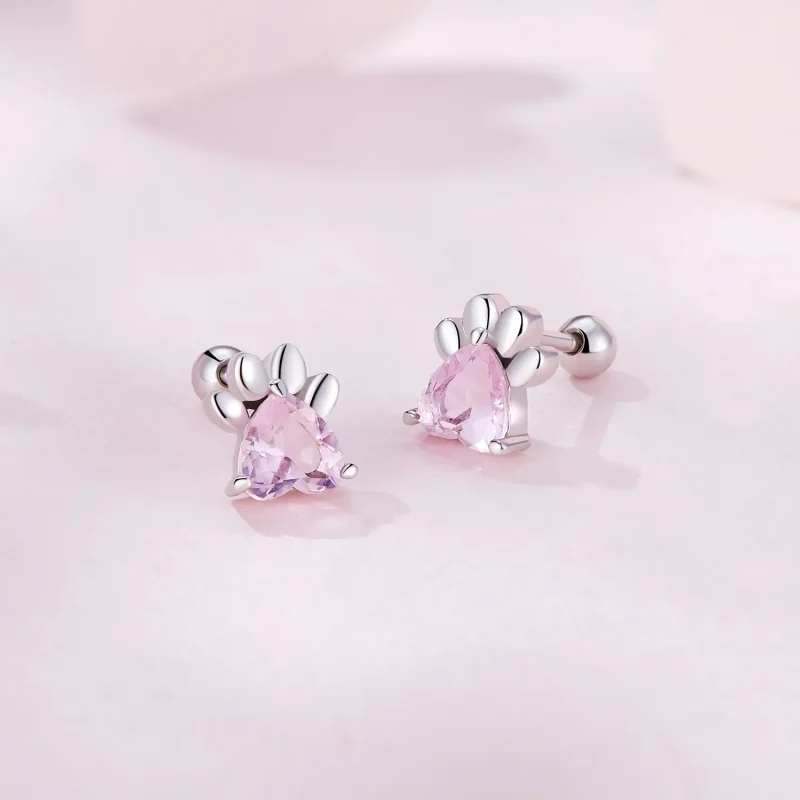 (bilde for) Pandora Style Pink Dog Paws Studs øredobber - SCE1574 - Vis 2