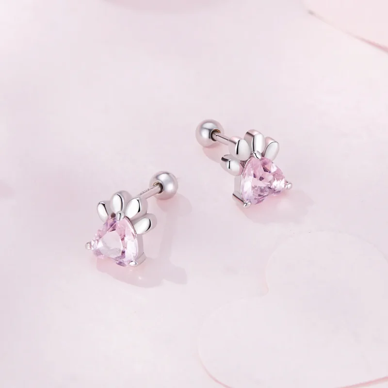 (bilde for) Pandora Style Pink Dog Paws Studs øredobber - SCE1574 - Vis 3