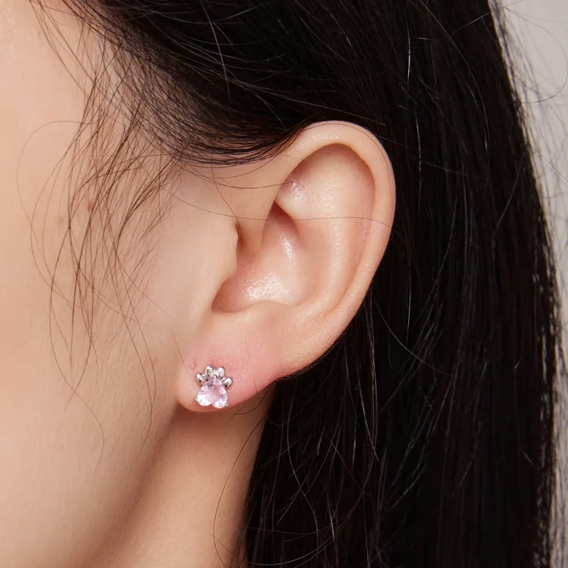 (bilde for) Pandora Style Pink Dog Paws Studs øredobber - SCE1574 - Vis 4