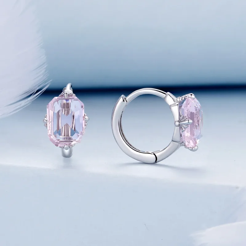(bilde for) Pandora Style Pink Gem Hoop øredobber - BSE889 - Vis 2