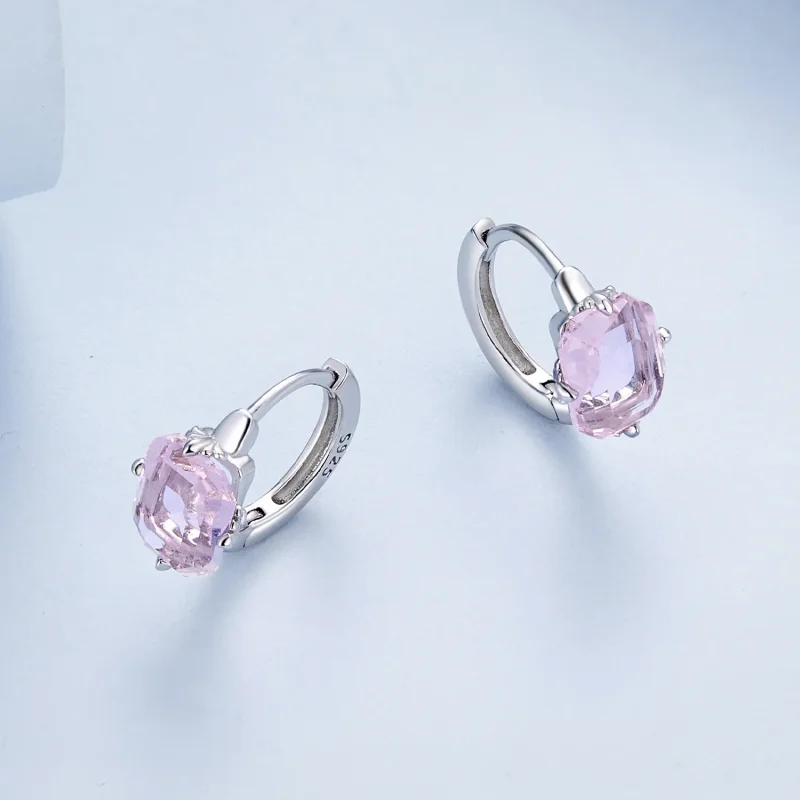 (bilde for) Pandora Style Pink Gem Hoop øredobber - BSE889 - Vis 3