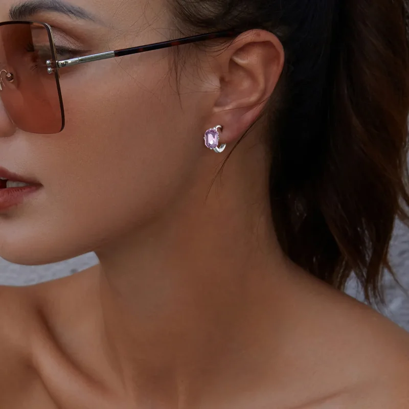 (bilde for) Pandora Style Pink Gem Hoop øredobber - BSE889 - Vis 5