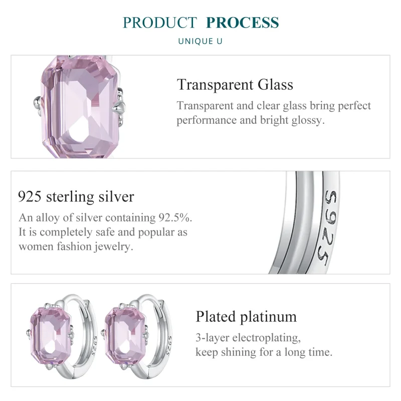 (bilde for) Pandora Style Pink Gem Hoop øredobber - BSE889 - Vis 6