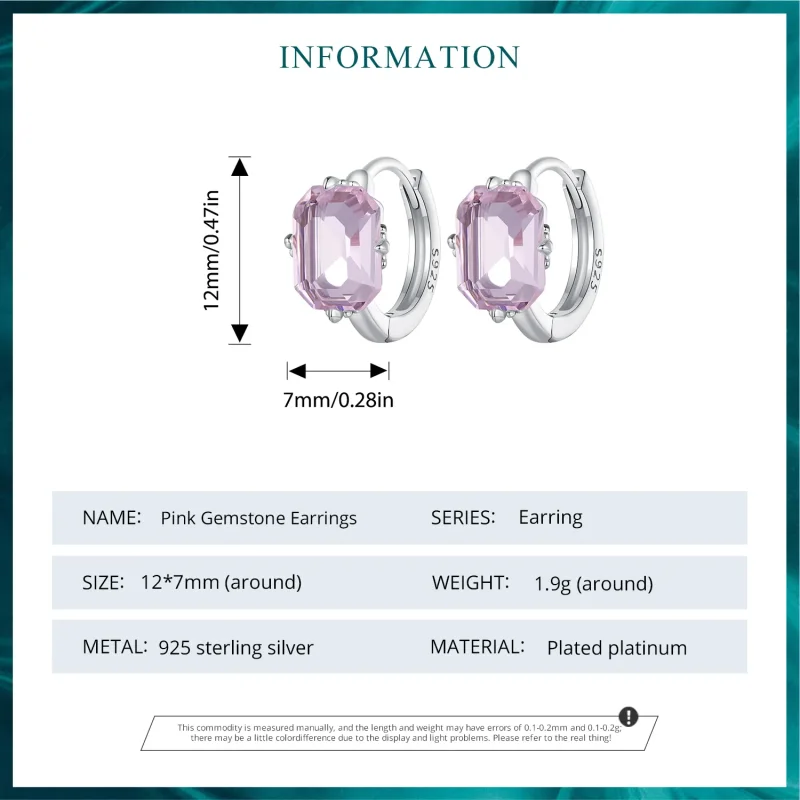 (bilde for) Pandora Style Pink Gem Hoop øredobber - BSE889 - Vis 7