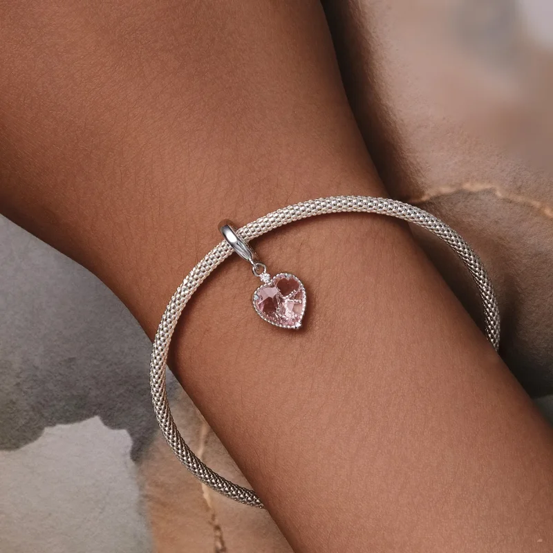 (bilde for) Pandora Style Pink Heart Dingle - SCC2594 - Vis 6