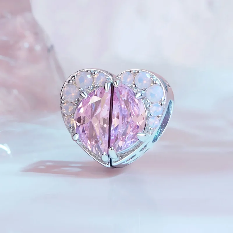 (bilde for) Pandora Style Pink Sisters Heart Charm - SCC2641 - Vis 2