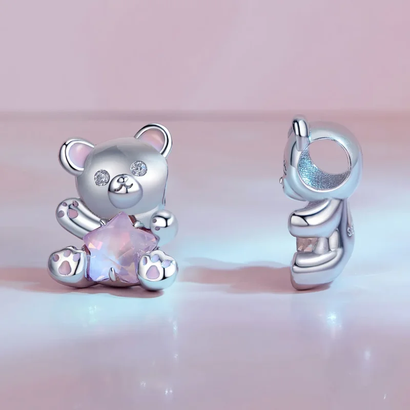 (bilde for) Pandora Style Pink Star Bear Charm - SCC2638 - Vis 3