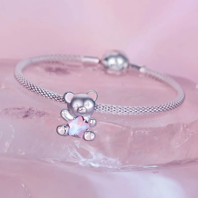 (bilde for) Pandora Style Pink Star Bear Charm - SCC2638 - Vis 6