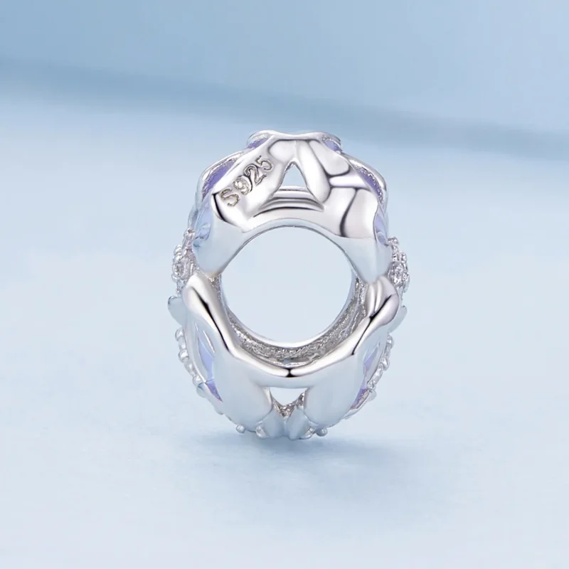 (bilde for) Pandora Style Purple Flower Charm - BSC890 - Vis 3