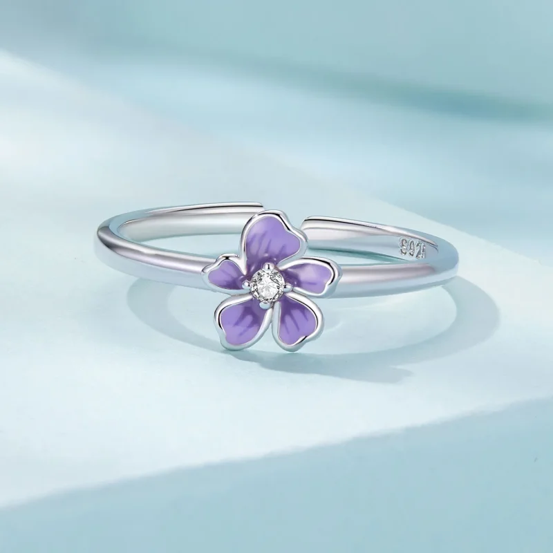(bilde for) Pandora Style Purple Flower Ring - SCR976-E - Vis 3