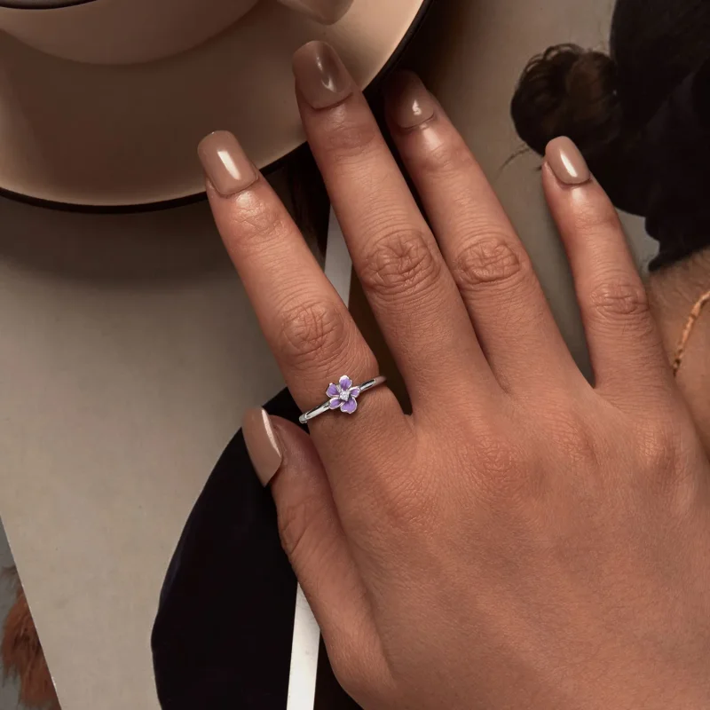 (bilde for) Pandora Style Purple Flower Ring - SCR976-E - Vis 5