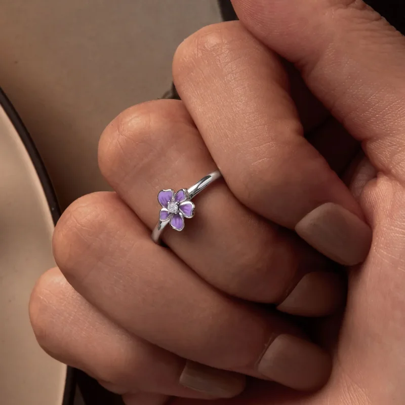 (bilde for) Pandora Style Purple Flower Ring - SCR976-E - Vis 6