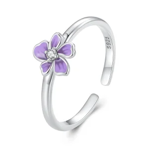 (bilde for) Pandora Style Purple Flower Ring - SCR976-E