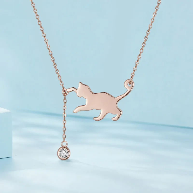 (bilde for) Pandora Style Rose Gold Frekk kattunge halskjede - SCN232-C - Vis 2