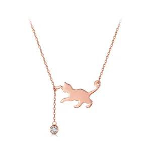 (bilde for) Pandora Style Rose Gold Frekk kattunge halskjede - SCN232-C