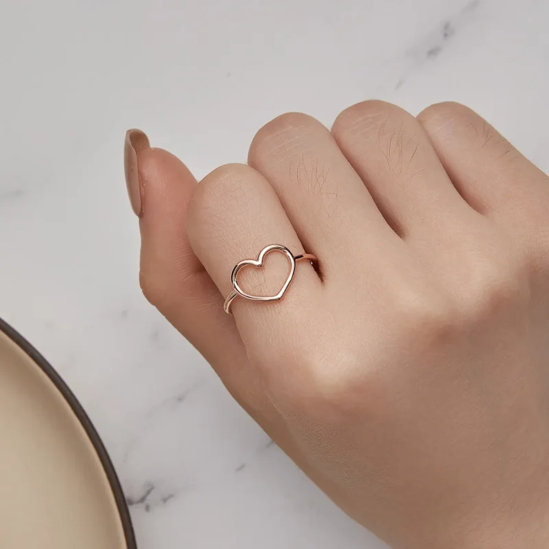 (bilde for) Pandora Style Rose Gold Hjerteformet Ring - SCR641-C - Vis 5