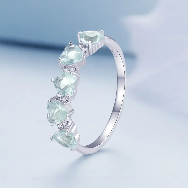 (bilde for) Pandora Style Sea Blue Heart Ring - BSR406 - Vis 2