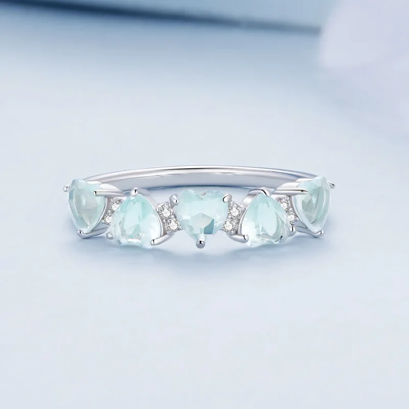 (bilde for) Pandora Style Sea Blue Heart Ring - BSR406 - Vis 3