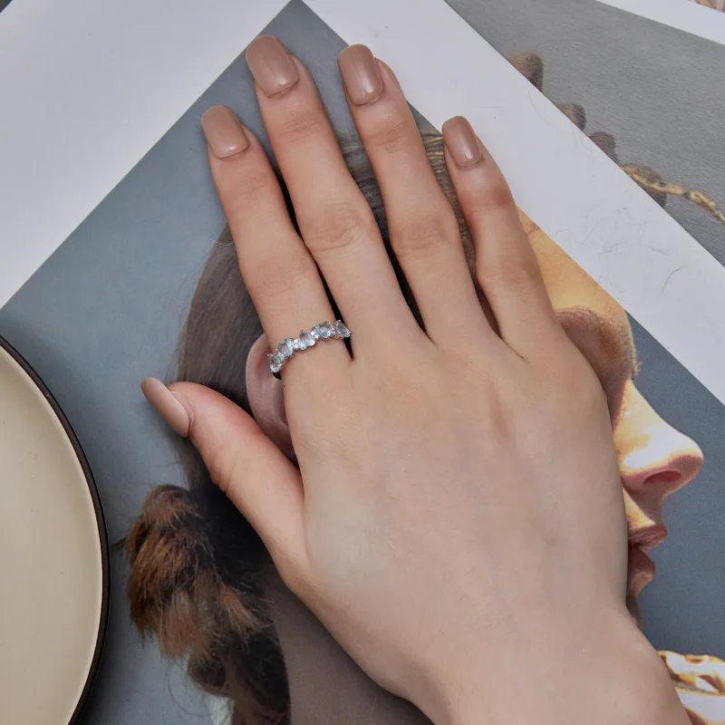 (bilde for) Pandora Style Sea Blue Heart Ring - BSR406 - Vis 6