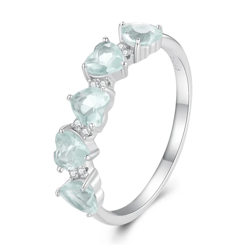 (bilde for) Pandora Style Sea Blue Heart Ring - BSR406 - Vis 8