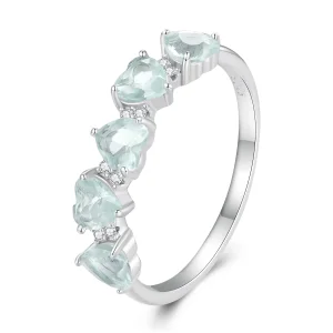 (bilde for) Pandora Style Sea Blue Heart Ring - BSR406