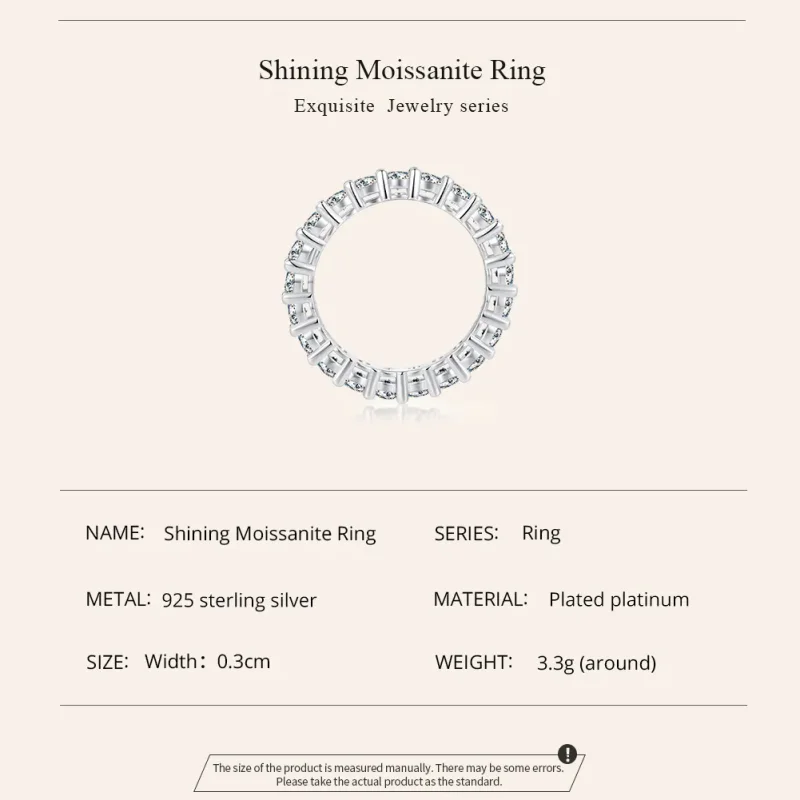 (bilde for) Pandora Style Shining Moissanite Ring (ett sertifikat) - MSR020 - Vis 2