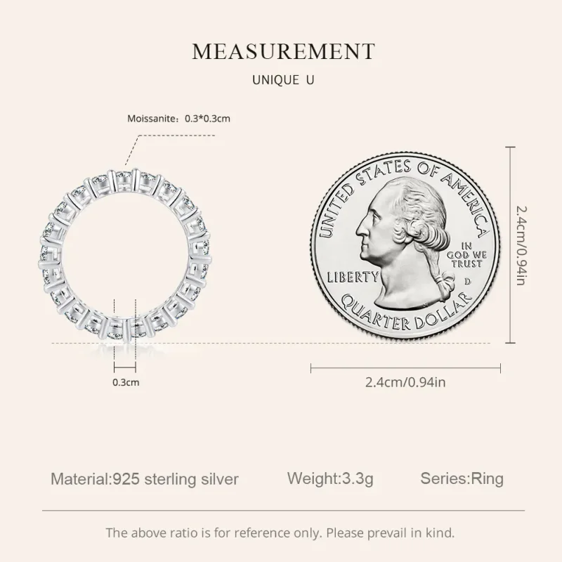 (bilde for) Pandora Style Shining Moissanite Ring (ett sertifikat) - MSR020 - Vis 3