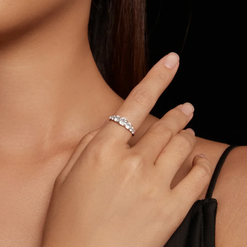 (bilde for) Pandora Style Shining Moissanite Ring (ett sertifikat) - MSR037 - Vis 4