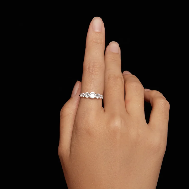 (bilde for) Pandora Style Shining Moissanite Ring (ett sertifikat) - MSR037 - Vis 5
