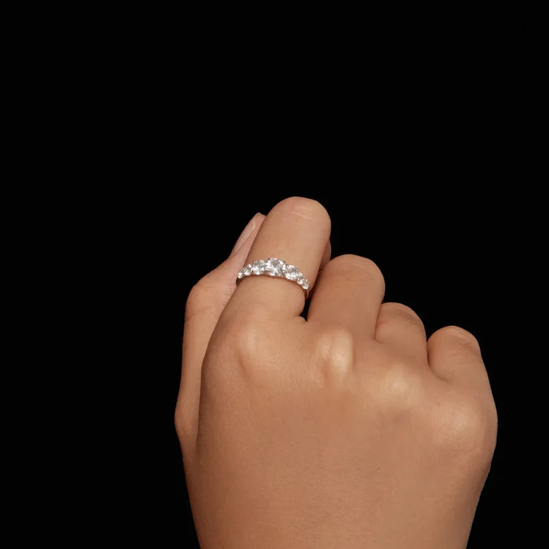 (bilde for) Pandora Style Shining Moissanite Ring (ett sertifikat) - MSR037 - Vis 6