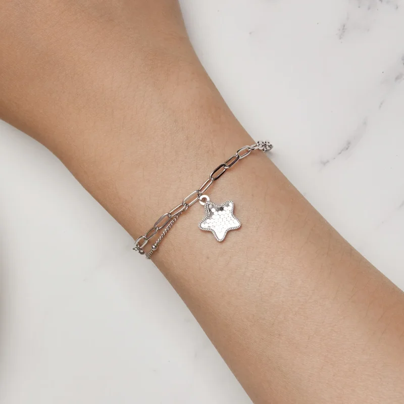 (bilde for) Pandora Style Shining Star Chain Armbånd - BSB137 - Vis 5