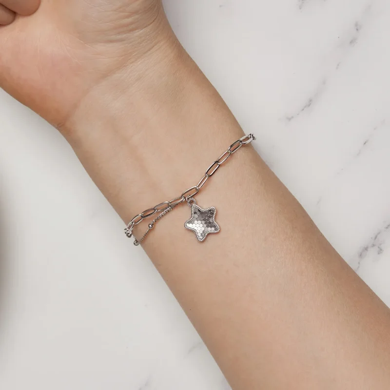 (bilde for) Pandora Style Shining Star Chain Armbånd - BSB137 - Vis 6