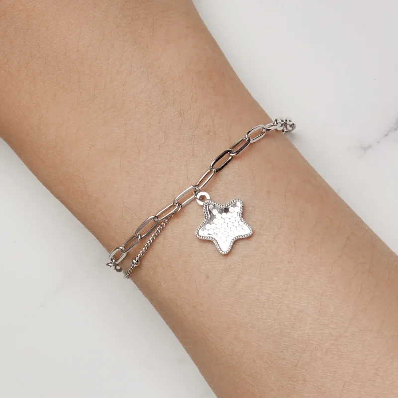 (bilde for) Pandora Style Shining Star Chain Armbånd - BSB137 - Vis 7
