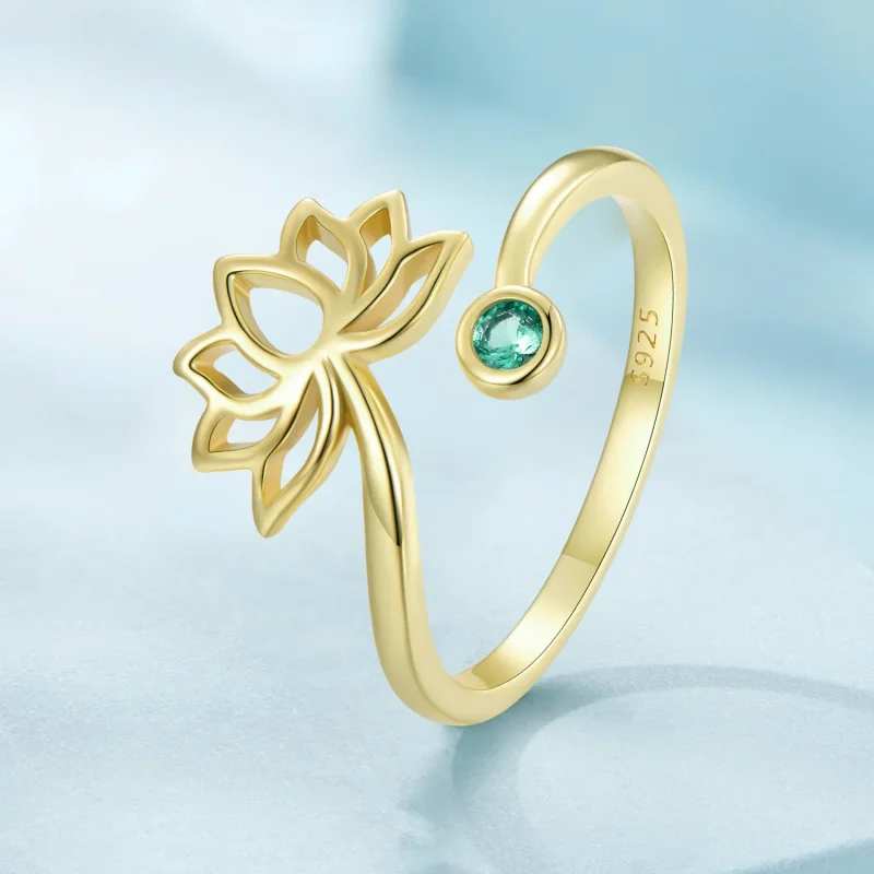 (bilde for) Pandora Style Simple Lotus Open Ring - SCR821-B - Vis 2