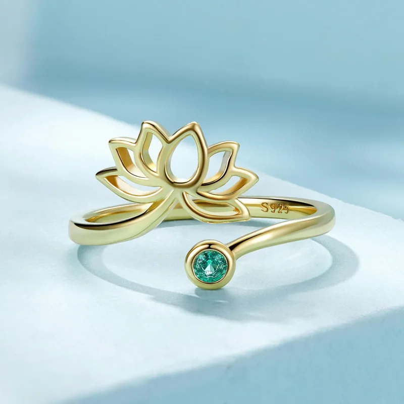 (bilde for) Pandora Style Simple Lotus Open Ring - SCR821-B - Vis 3