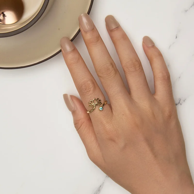 (bilde for) Pandora Style Simple Lotus Open Ring - SCR821-B - Vis 5