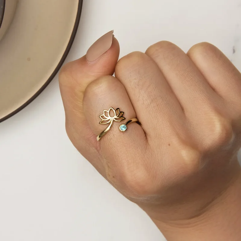 (bilde for) Pandora Style Simple Lotus Open Ring - SCR821-B - Vis 6