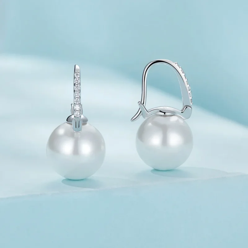 (bilde for) Pandora Style Simple Shell Beads Hoop øredobber - SCE1583 - Vis 2